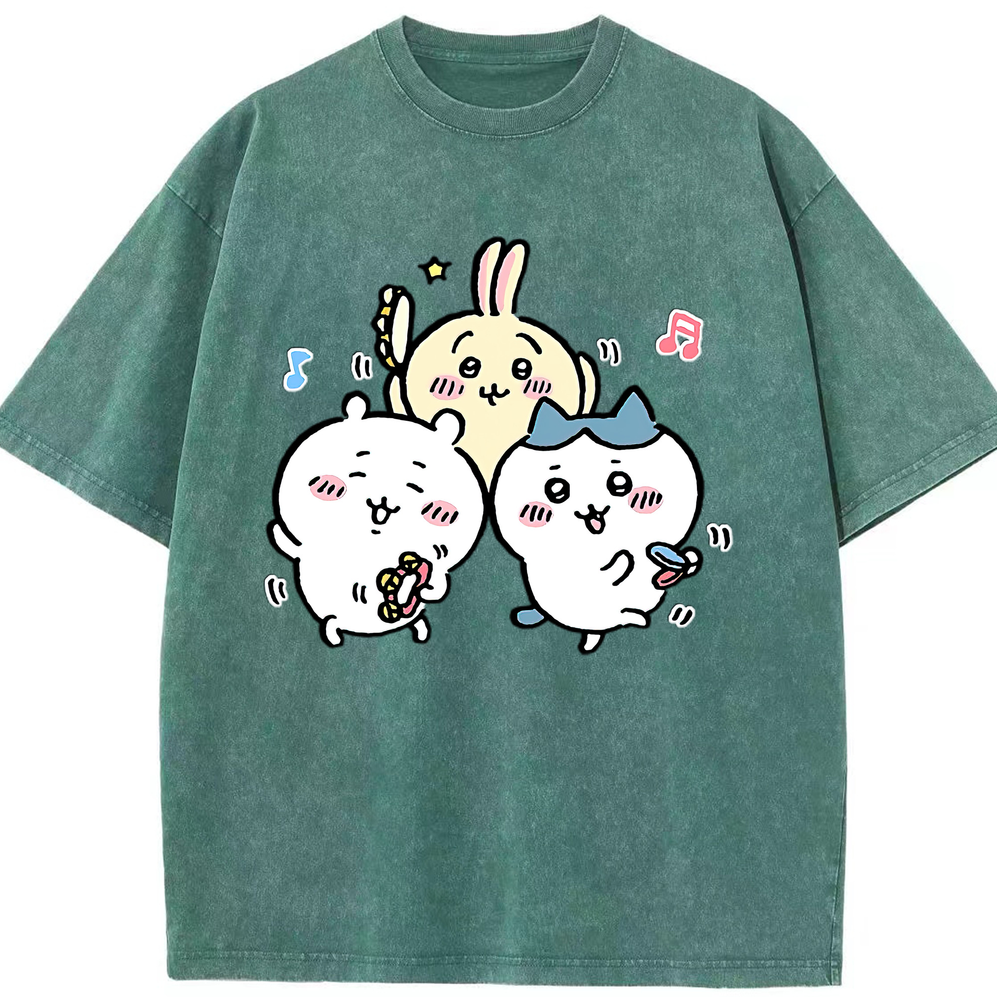 （画像用） ちいかわ ハチワレ Chii-kawa hachiware 綿100% ヴィンテージ風 半袖Tシャツ（フロントプリント）